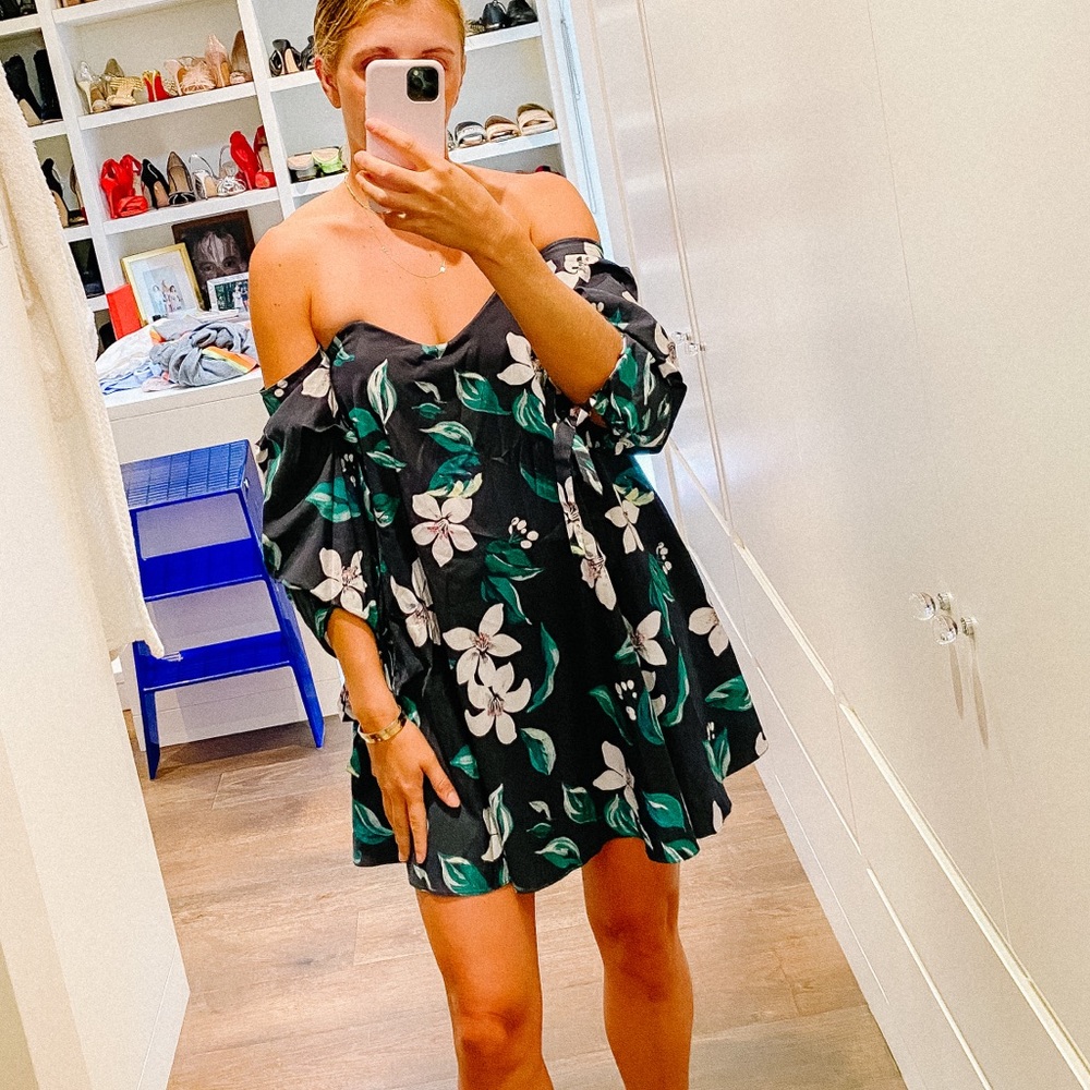 Caroline Constas off shoulder flower dress!